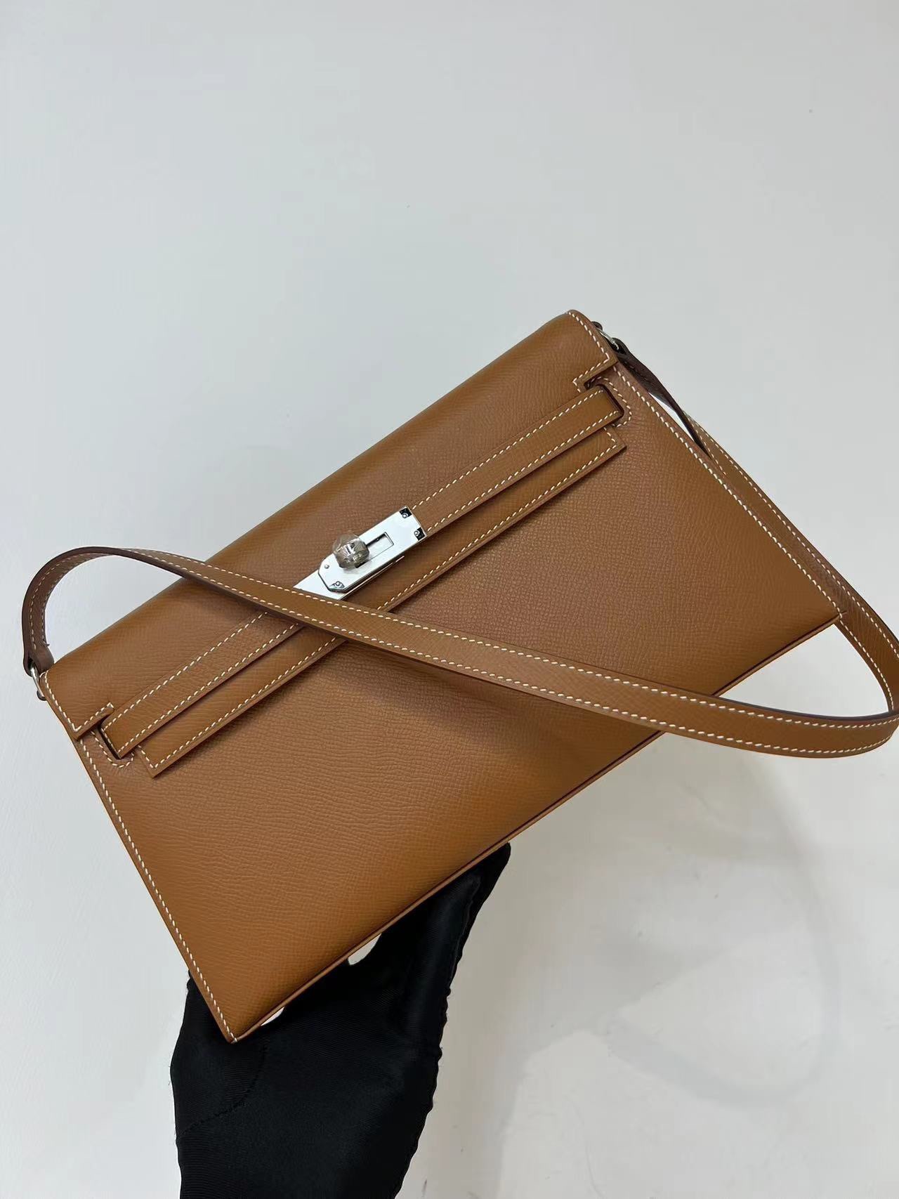 Hermes Kelly Elan Shoulder Bag in Brown Epsom Leather